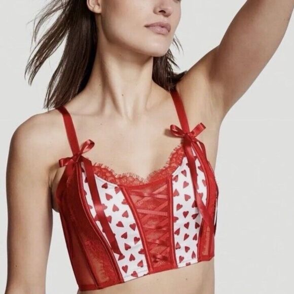 VS Dream Angels Valentine’s Lace up Corset Bra Size Medium - Picture 2 of 12